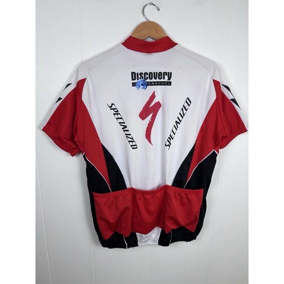 Cycling Race Shirt Size XXL Short Sleeve Specialized/ Discovery Red White - Picture 8 of 11